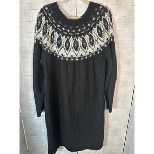 Lane Bryant sweater dress black white cozycore feminine winter holiday plus sz